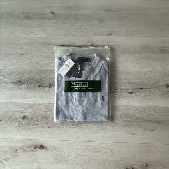 Polo Ralph Lauren Iconic Mesh Polo Shirt Grey Slim fit LG NWT‎ IN PACKAGING - Picture 6 of 8